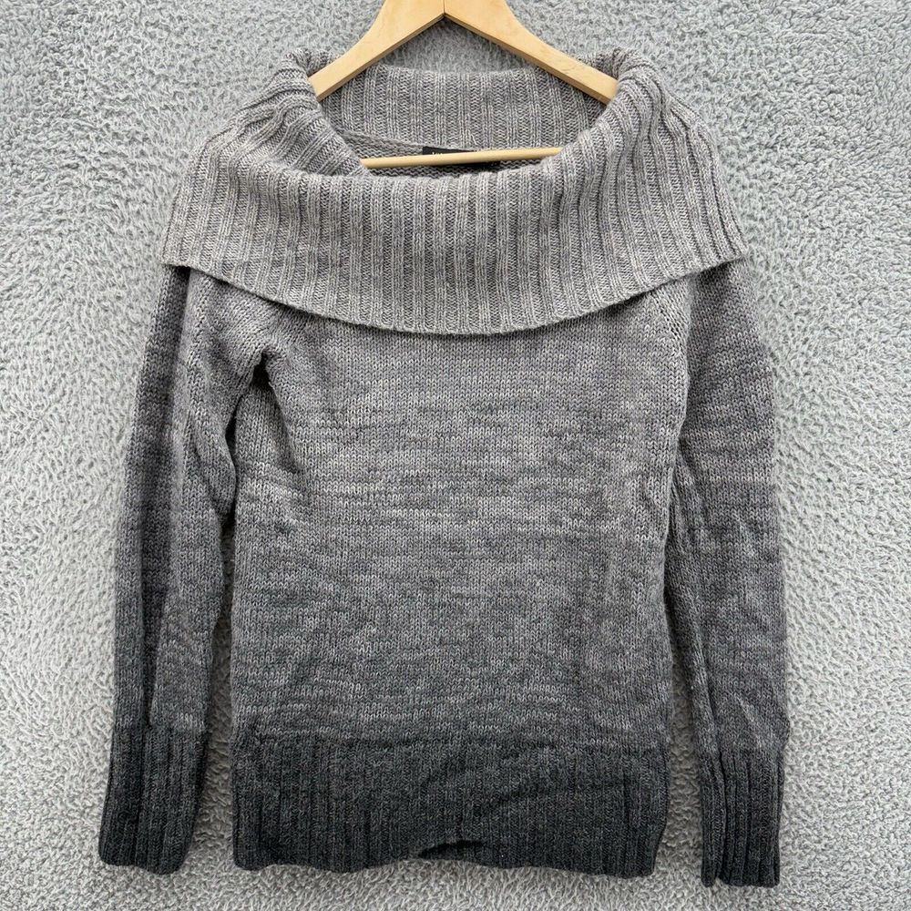 The Limited Wool Blend Sweater Womens Medium Gray Foldover Cowl Neck‎ Soft Knit